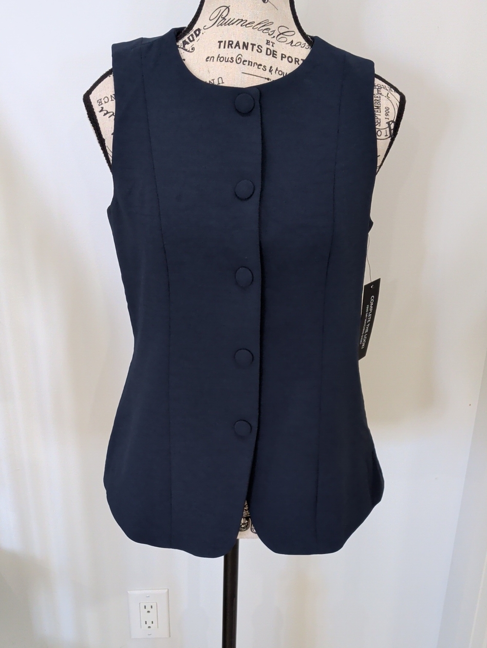 AUTRES FILLES | Women's Dark Navy Round Neck Snap Button Vest